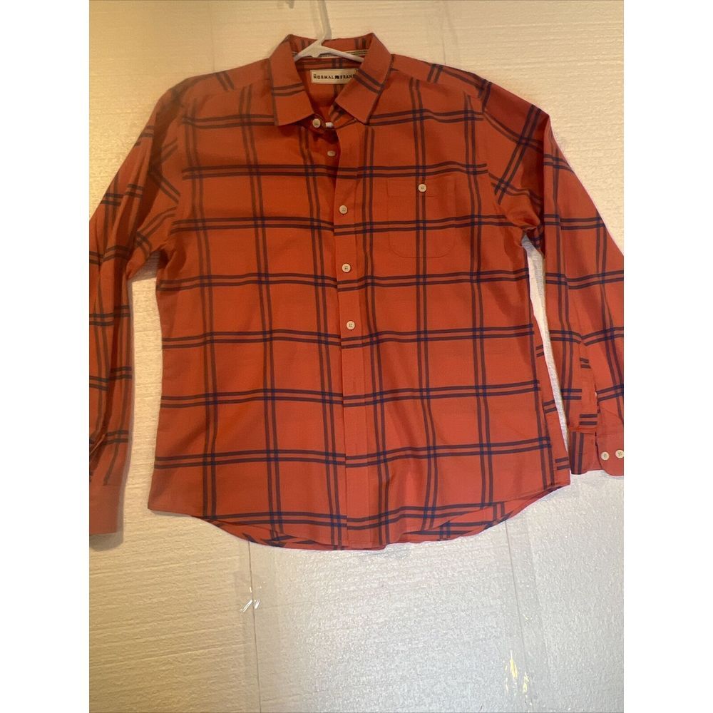 The Normal Brand Shirt XL Plaid  Salmon Pink Long Sleeve Button Up